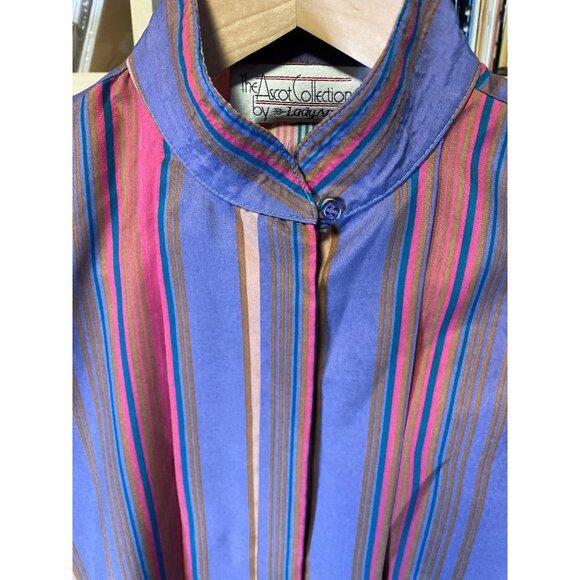 The Ascot Collection Lady Arrow Multicolor Collarless Long Sleeve Blouse Top - Picture 4 of 10